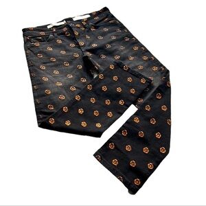 Pilcro Anthropologie | Embroidered Slim Straight Jeans Floral Black 27‎